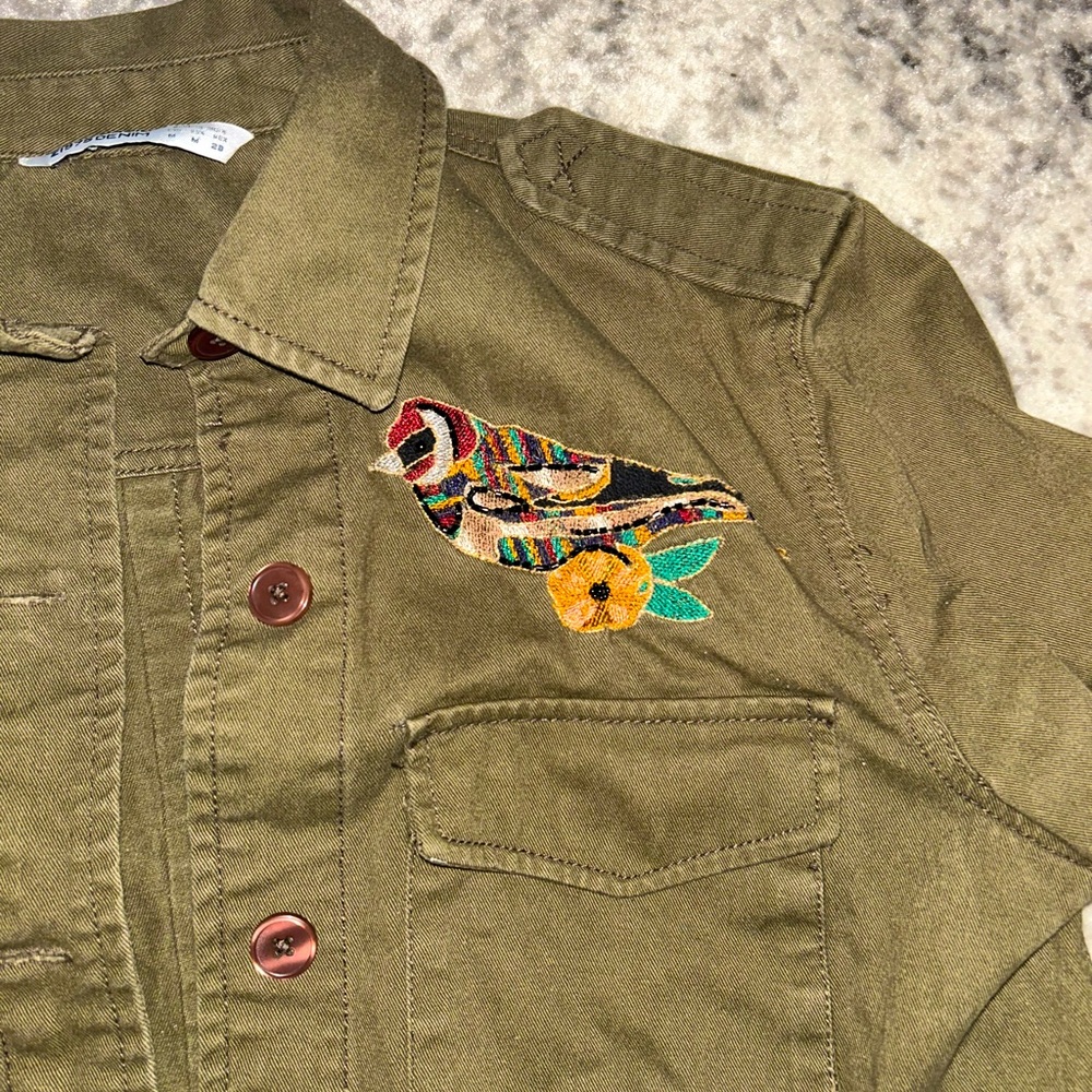 Zara Basic Denim Army Style Patch And Embroidered… - image 4